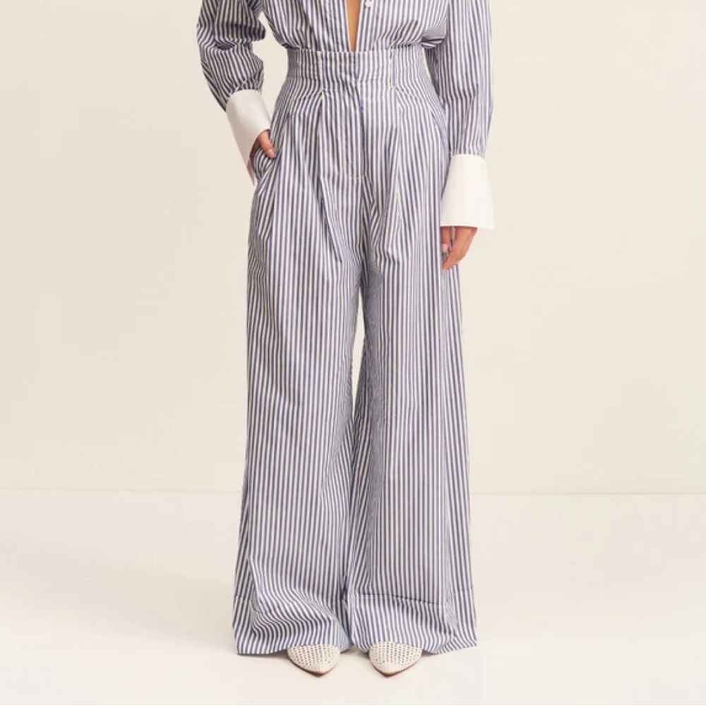 Shona Joy Striped Cotton Wide-Leg Pants